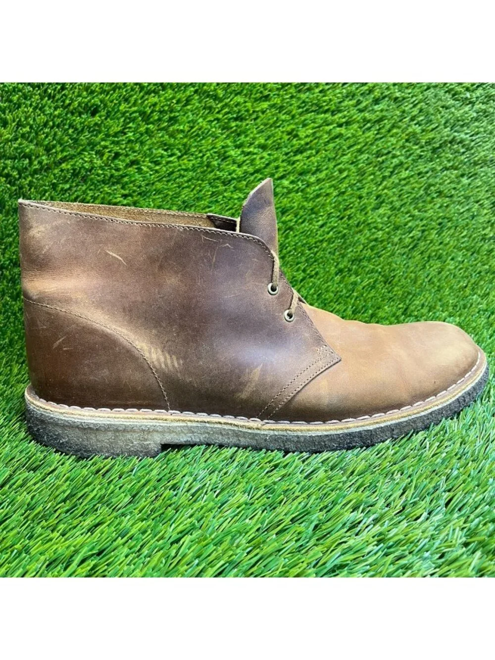 Clarks Originals Mens Size 12 Brown Classic Outdoor Leather Lace Up Desert Boots